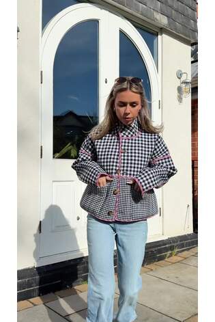 Floral Gingham Print Quilted Reversible Printed Jacket - Image 2 of 9