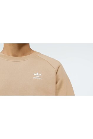 adidas Originals Brown Trefoil Essentials Crew Sweatshirt - Image 2 of 7 adidas Originals Brown Trefoil Essentials Crew Sweatshirt - Image 2 of 7