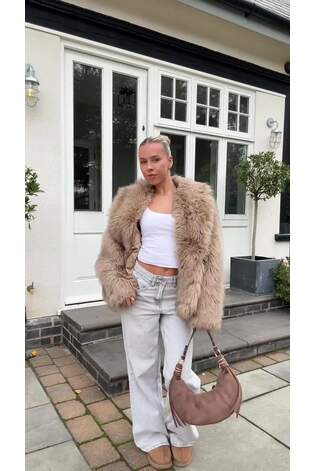 Neutral Faux Fur Jacket - Image 2 of 9