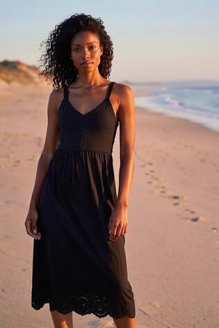 Roman Black Crochet Strappy Midi Dress - Image 2 of 5