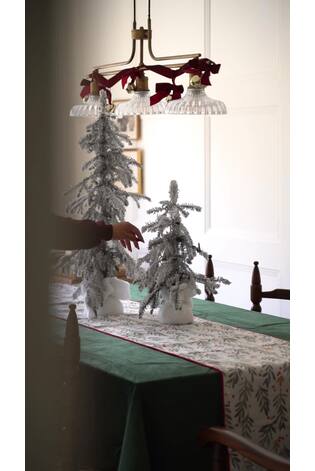 White Snowy Downswept Set of 2  Pre Lit Christmas Tree - Image 2 of 6