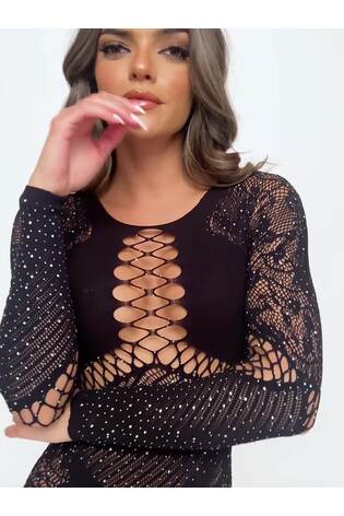 Vestido negro con strass y estampado de cachemir de Ann Summers - Imagen 2 de 5 Vestido negro con strass y estampado de cachemir de Ann Summers - Imagen 2 de 5