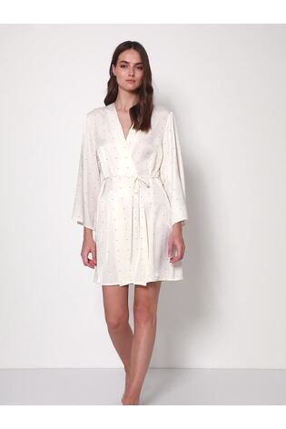 Aruelle Cream Ada Lace Trim Silky Short Gown - Image 2 of 4