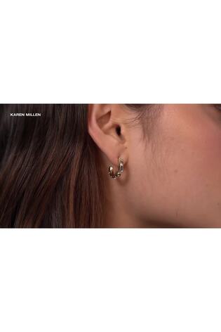 Karen Millen Gold Tone Crystal Hoop Earrings - Image 2 of 6