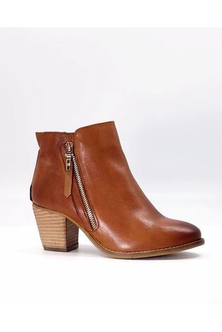 Dune London Brown Wide Fit Paice Zip-Up Ankle Boots - Image 2 of 8