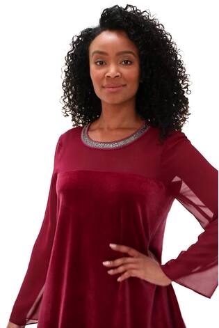 Roman Pink Petite Neck Trim Velvet Dress - Image 2 of 6