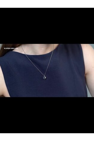 Karen Millen Silver Tone Crystal Dot Pendant Necklace - Image 2 of 6