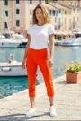 Roman Bright Orange Cropped Stretch Trousers - Image 2 of 5