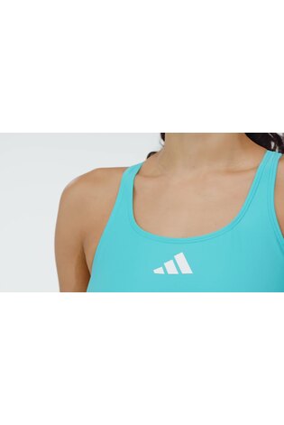adidas Blue Side 3 Stripe Swimsuit - Image 2 of 7