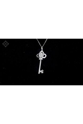 The Diamond Store 9K White Gold Allura Key 0.07ct Diamond Pendant Necklace - Image 2 of 6