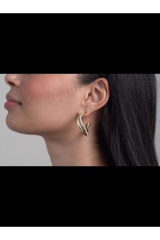 Ted Baker Gold Tone Large Wayva: Jewelled Wave Hoop Earrings - Image 2 of 4