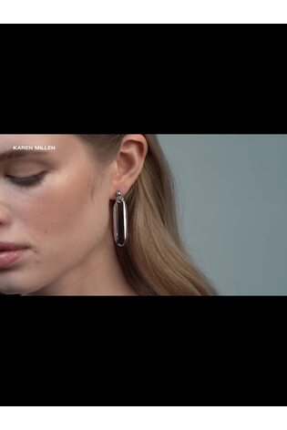 Karen Millen Crystal Ellipse Drop Earrings - Image 2 of 6 Karen Millen Crystal Ellipse Drop Earrings - Image 2 of 6