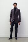 Single-Breasted Velvet Blazer Tailored-Fit in Grey - Image 2 of 9