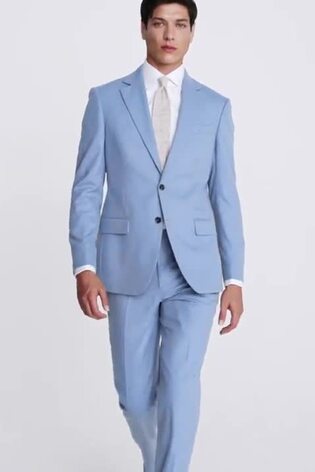 MOSS Light Blue Tailored Fit Flannel Suit Jacket - Image 2 of 7