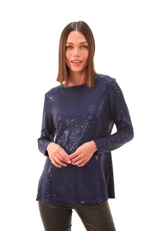 Roman Blue Shimmer Cowl Back Tunic - Image 2 of 6