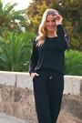 Sosandar Black Leopard Print Stripe Joggers - Image 2 of 6