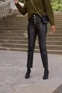 Sosandar Black Leather Slim Leg Trousers - Image 2 of 5