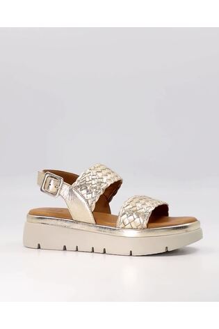 Dune London Gold Lorris Woven Strap Soft Volu Sandals - Image 2 of 7
