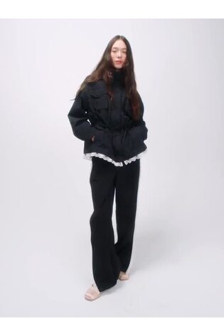 Black Sandy Liang Lace-Trim Cinched Jacket - Image 2 of 5