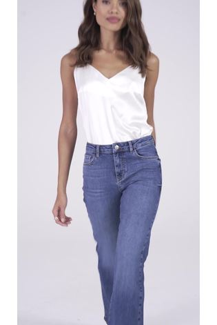 Lipsy Blue Mid Rise Flare Jeans