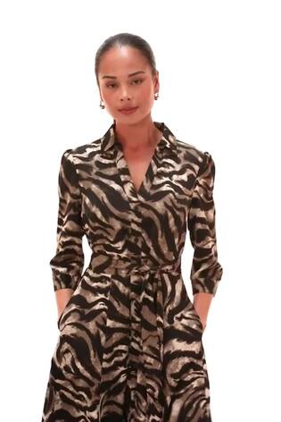 Roman Brown Petite Animal Print Shirt Stretch Dress - Image 2 of 6