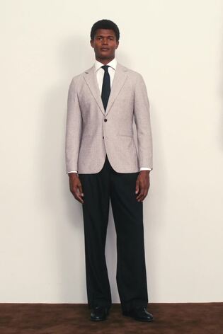 Reiss Taupe/Off White Garland Single-Breasted Blazer with Wool in Puppytooth Check - Image 2 of 10