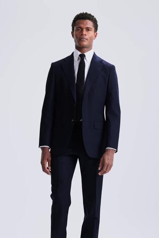 Moss Blue Tailored Plain Italian Suit Jacket - Image 2 of 8