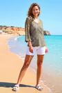 Roman Green Crochet Lace V-Neck Open Knit Jumper - Image 2 of 5