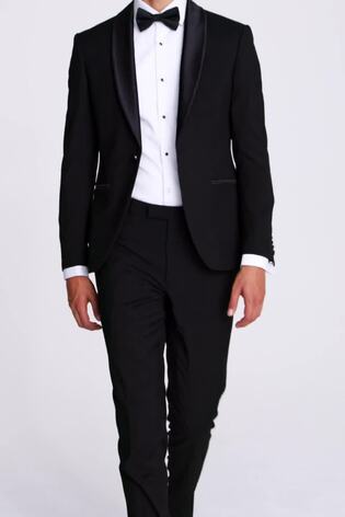 MOSS Black Slim Fit Tuxedo Suit Jacket - Image 2 of 4