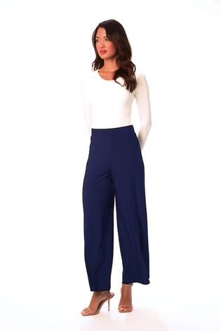 Roman Blue Wide Leg Stretch Trousers - Image 2 of 6