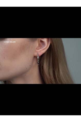 Karen Millen Silver Tone Textured Twist Hoop Earrings - Image 2 of 6