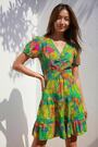 Roman Green Tropical Ruched Dress - Image 2 of 7