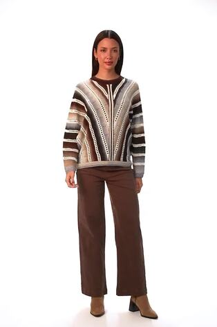 Roman Brown Chevy Stitch Detail Jumper - Image 2 of 6