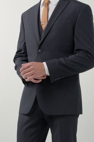 Navy Blue Regular Fit Two Button Suit Jacket