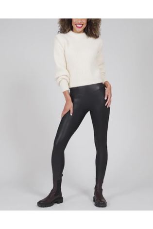 Buy SPANX® Medium Control Black Faux Leather Shaping Leggings from