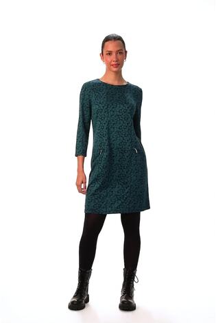 Roman Blue Leaf Print Zip Pocket Detail Dress - Image 2 of 6