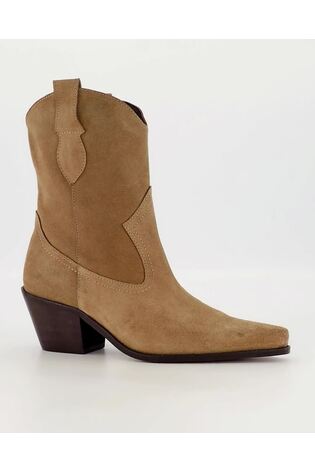 Dune London Brown Pardner Pull-On Western Boots