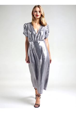 Religion Metallic Fully sequined Naomi Tea Dress with Puff Sleeve - Image 2 of 7