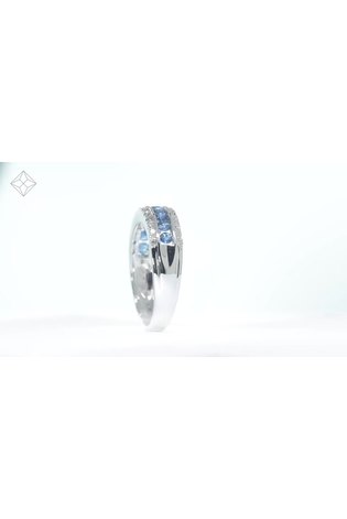 The Diamond Store Blue Sapphire 0.16ct And Diamond 0.16ct 9K White Gold Ring
