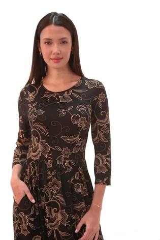 Roman Brown Paisley Pocket Stretch Midi Dress - Image 2 of 6