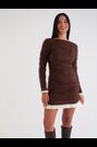 Amy Lynn Brown Edie Polka Dot Mesh Mini Ruched Long Sleeve Dress - Image 2 of 9