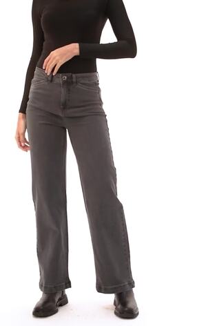 Roman Grey Cotton Blend Wide Leg Stretch Jeans - Image 2 of 6