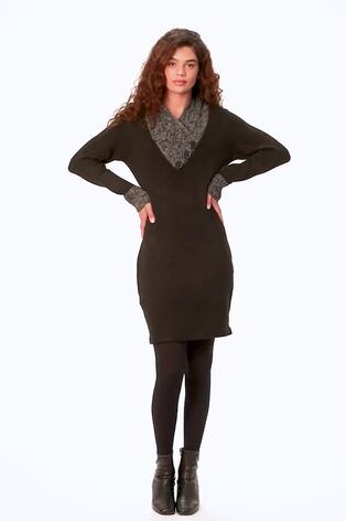 Roman Black Contrast Button Detail Knitted 100% Cotton Dress - Image 2 of 6 Roman Black Contrast Button Detail Knitted 100% Cotton Dress - Image 2 of 6