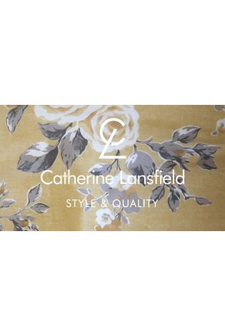 Catherine Lansfield Ochre Yellow Canterbury Floral Eyelet Curtains - Image 2 of 2