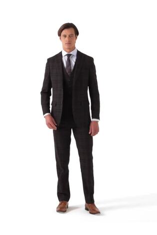 Skopes Alton Check Tailored Fit Black Suit Jacket