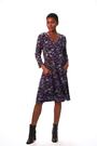 Roman Purple Floral Print Button Detail V-Neck Dress - Image 2 of 6