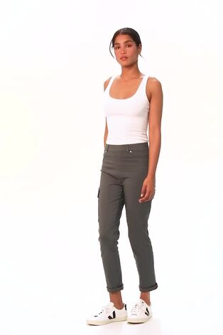 Roman Grey Turn Up Stretch Cargo Trousers - Image 2 of 6