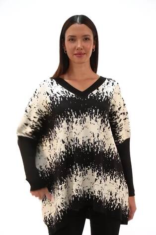 Roman Black Abstract Stripe Knitted Jumper - Image 2 of 6