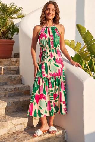 Roman Pink Petite Print Tiered Hem Maxi Dress - Image 2 of 5