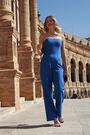 Sosandar Blue Bandeau Wide Leg Jumpsuit - Image 2 of 6